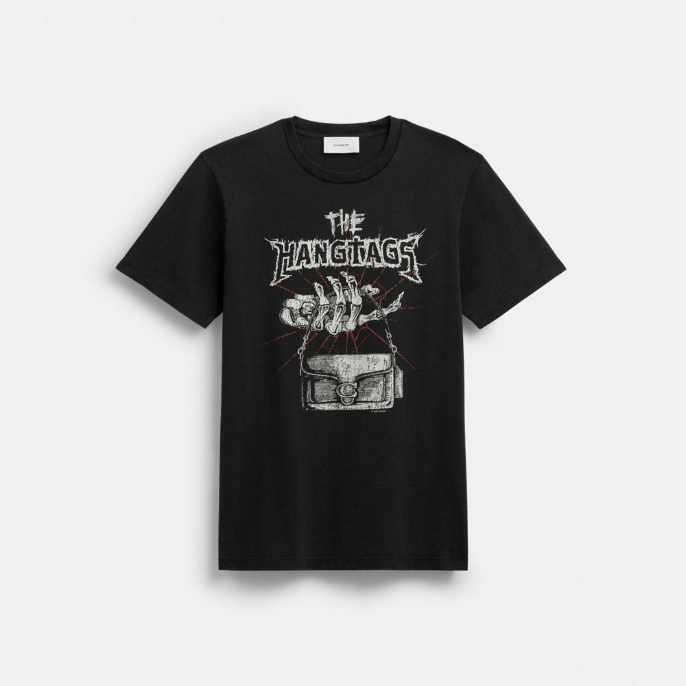 COACH®,The Hangtags Heavy Metal T Shirt In Organic Cotton,Black,Front View