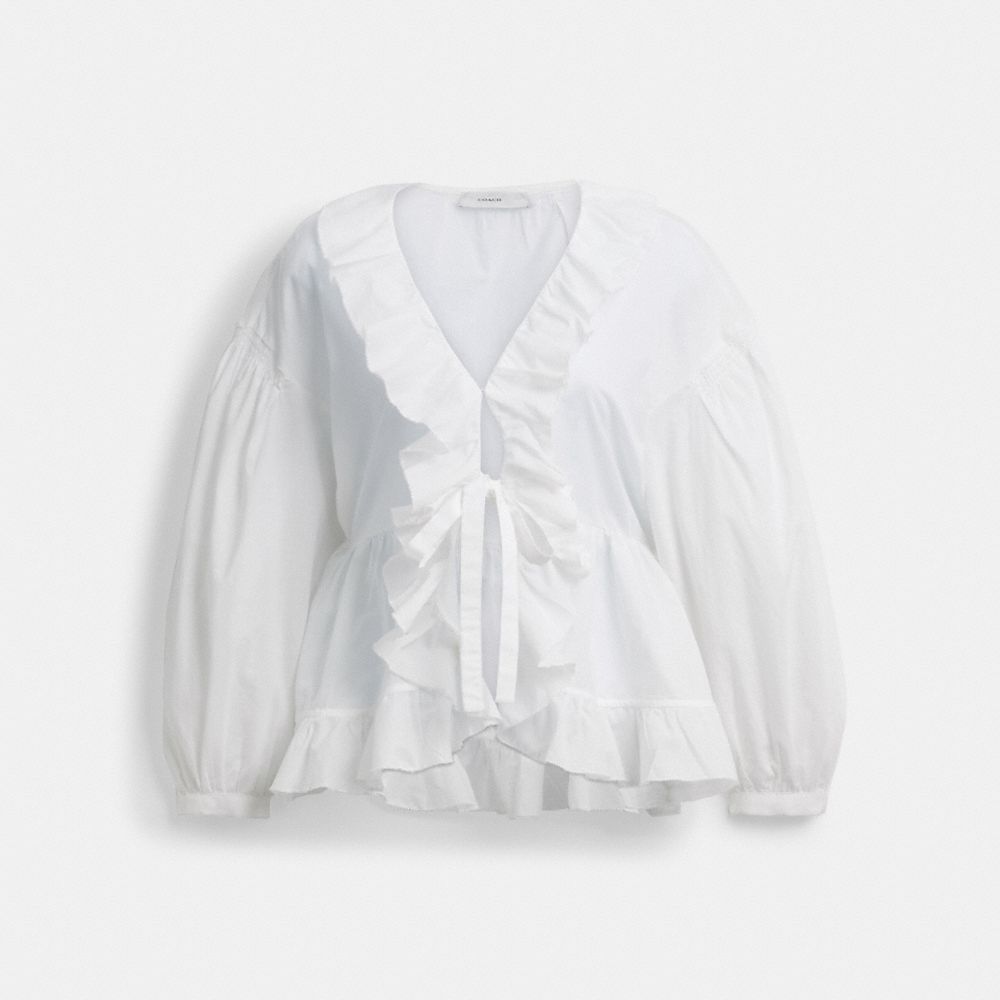 Shop Coach Ruffle Blouse In White