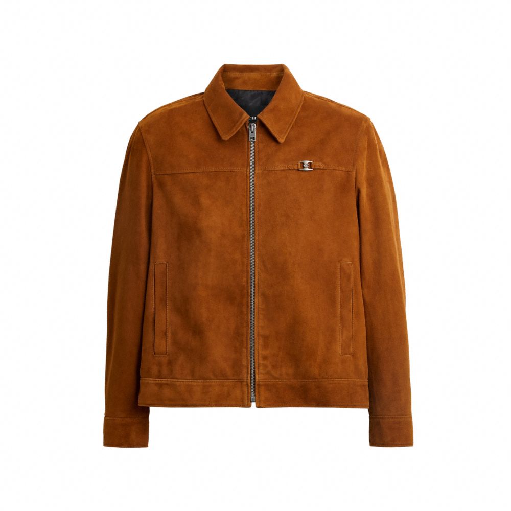 COACH®,ライトウェイト スエード ヘリテージ C ジャケット,ジャケット＆アウター,ｳｫｰﾑ ﾌﾞﾗｳﾝ