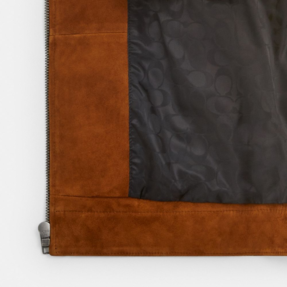 COACH®,Lightweight Suede Heritage C Jacket,,Inside View,Top View