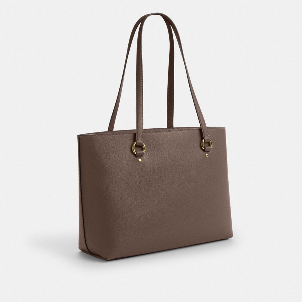 COACH®,SAC CABAS GALERIE,Cuir Cross-grain,Or/Pierre foncée,Angle View