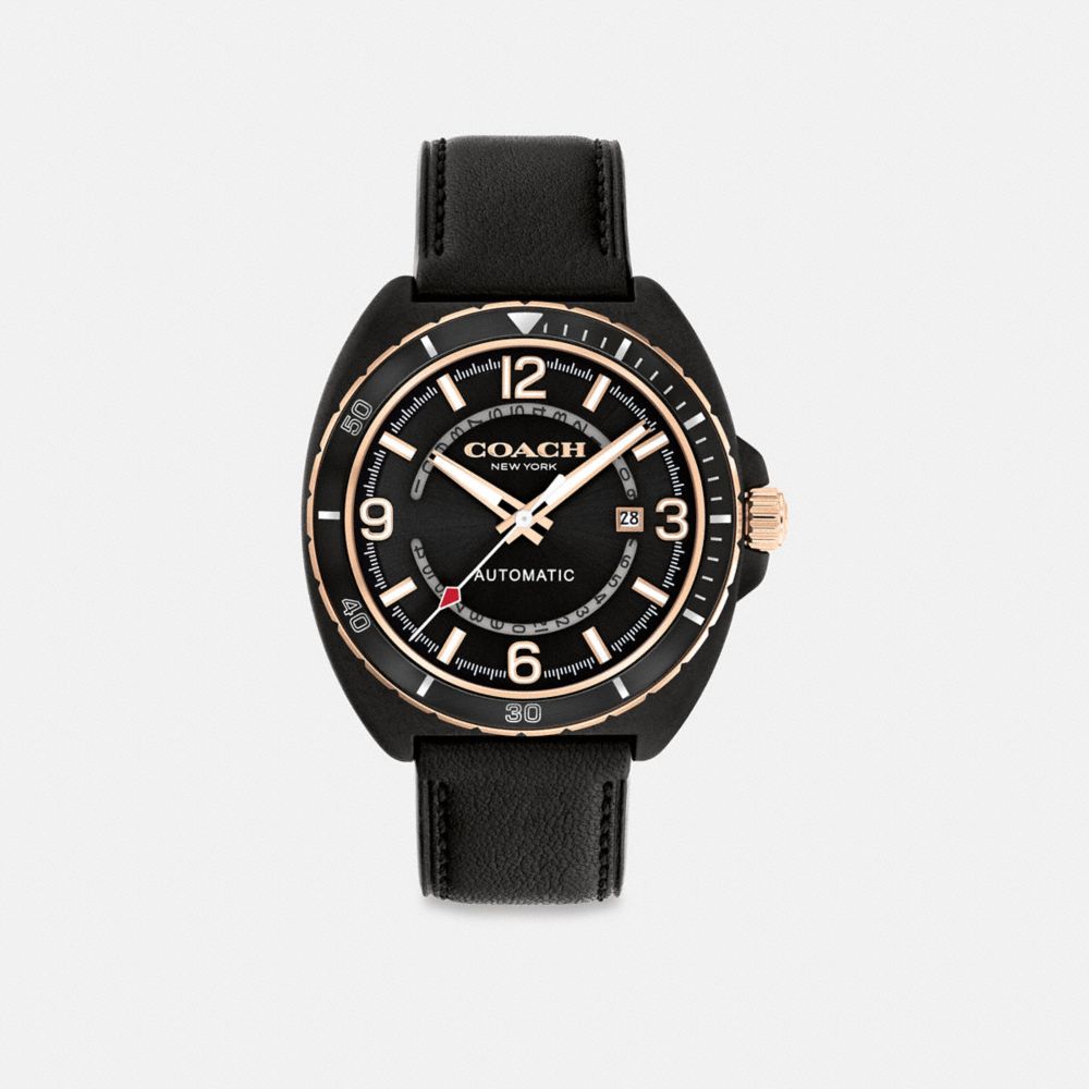 COACH®,チャーター オートマティック ウォッチ・44MM,ﾌﾞﾗｯｸ