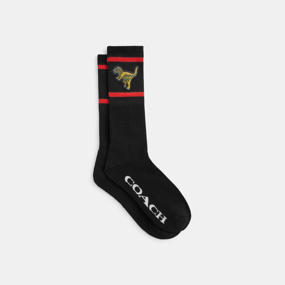 COACH®,Rexy Calf Socks,Black,Front View