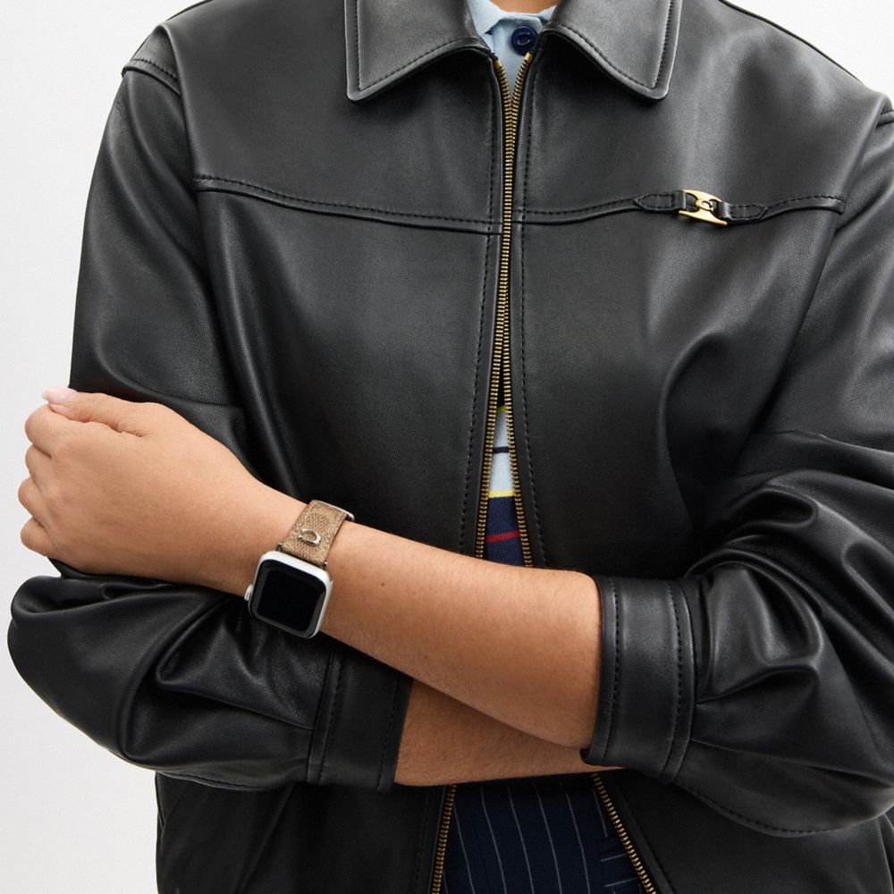 COACH®,Apple Watch® Strap, 38 Mm, 40 Mm And 41 Mm,Brown,Detail View