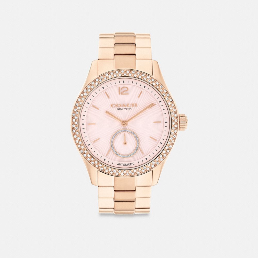 Coach Brooks Automatic Watch, 38mm In Rose Gold