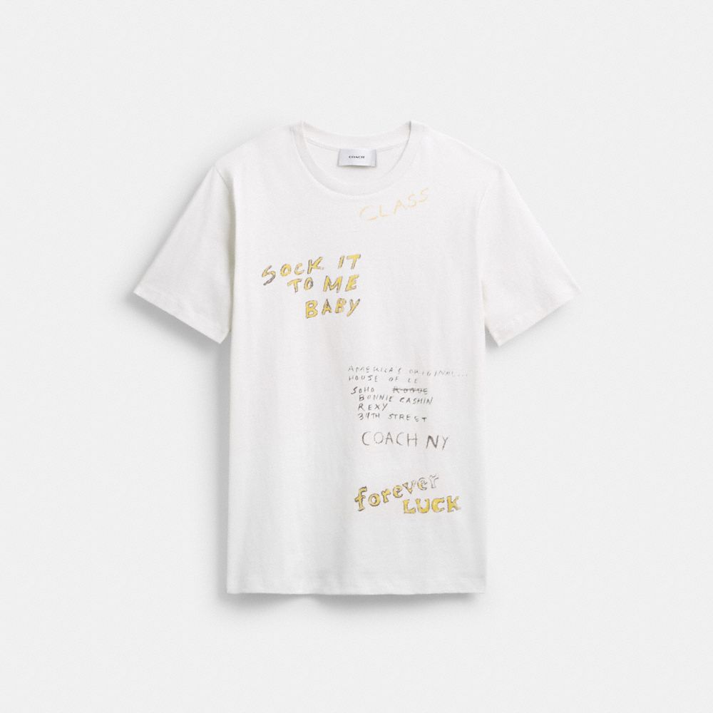 COACH®,Sketch Print T Shirt,White,Front View image number 0