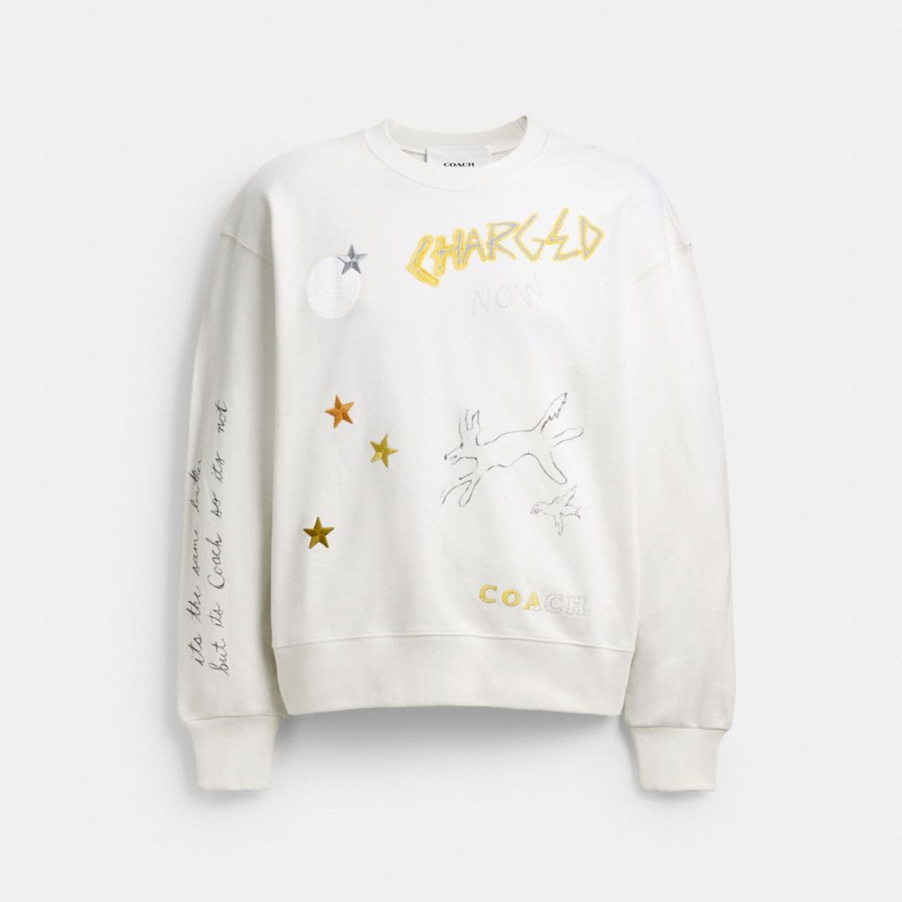 COACH®,Shrunken Sketch Print Crewneck Sweatshirt,,Front View image number 0