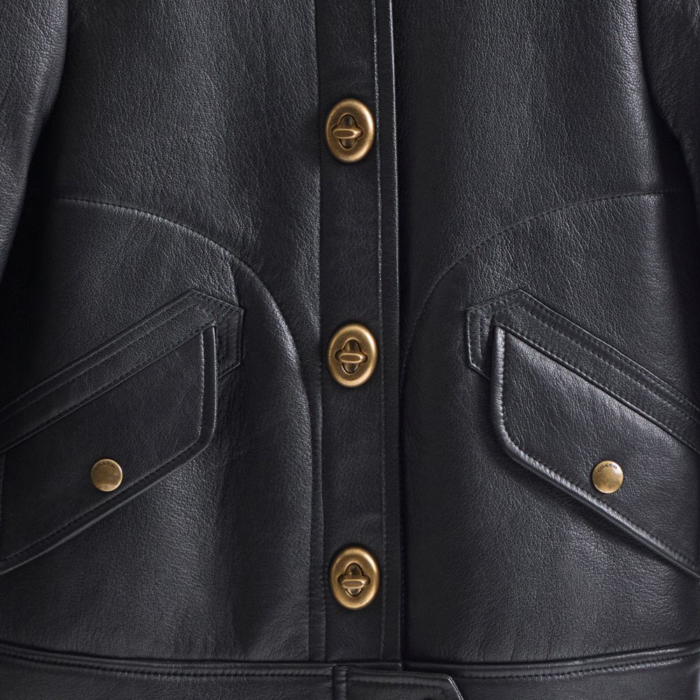 COACH®,Restored Bonded Leather Jacket,Leather,Moto,Leather,Eco-Friendly,Casual,Black,Scale View