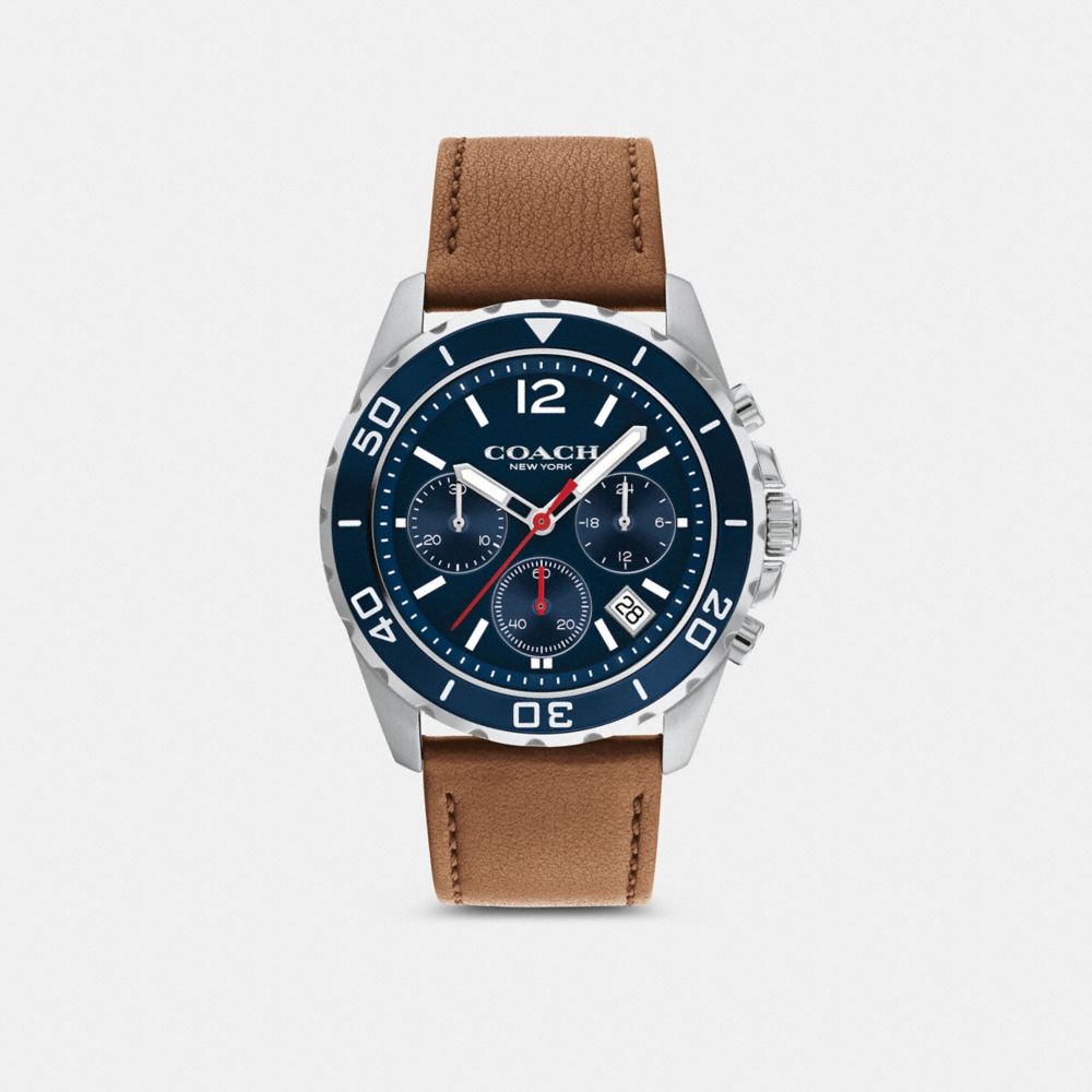 COACH®,KENT WATCH, 44MM,Saddle,Front View