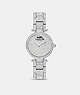 COACH®,PARK WATCH, 25MM,Silver & Clear,Front View