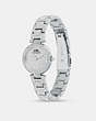 COACH®,PARK WATCH, 25MM,Silver & Clear,Angle View