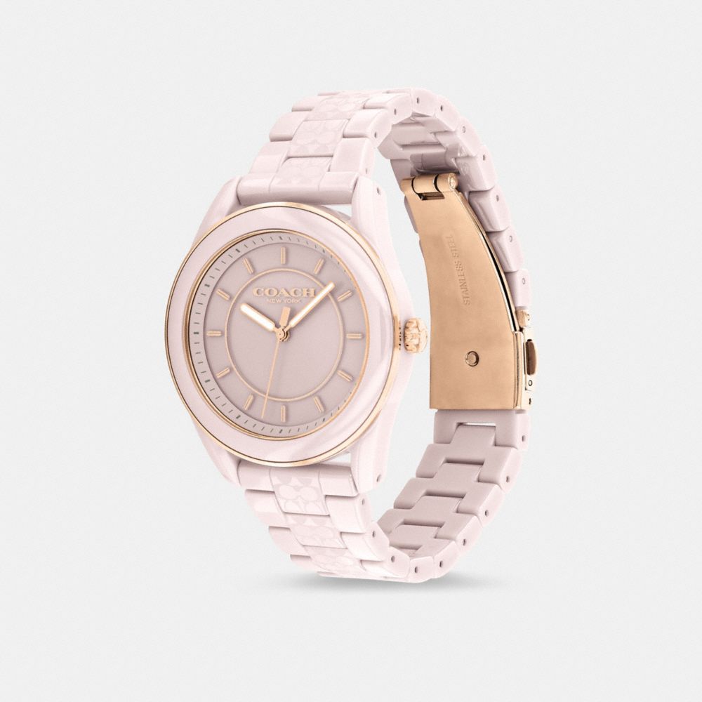 COACH®,PRESTON WATCH, 38MM,Blush,Angle View