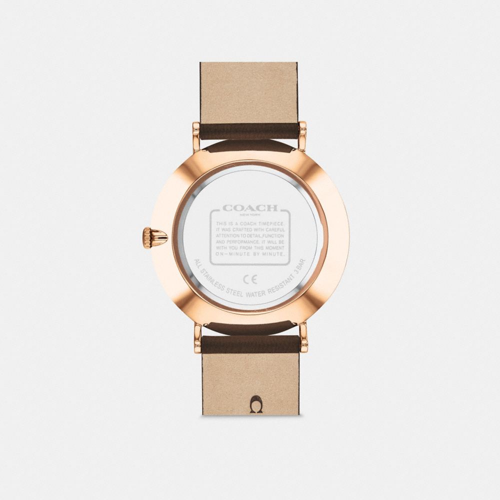 COACH®,CHARLES WATCH, 36MM,Black Rose Gold,Back View