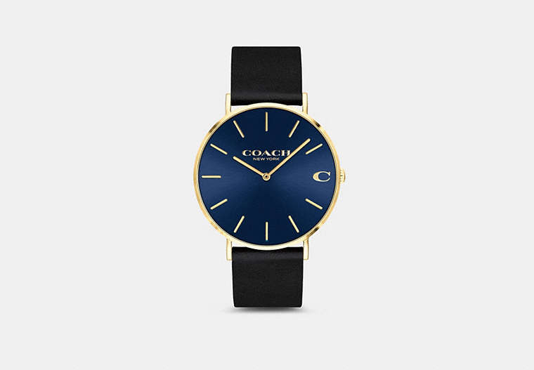 COACH®,CHARLES WATCH, 36MM,Navy,Front View