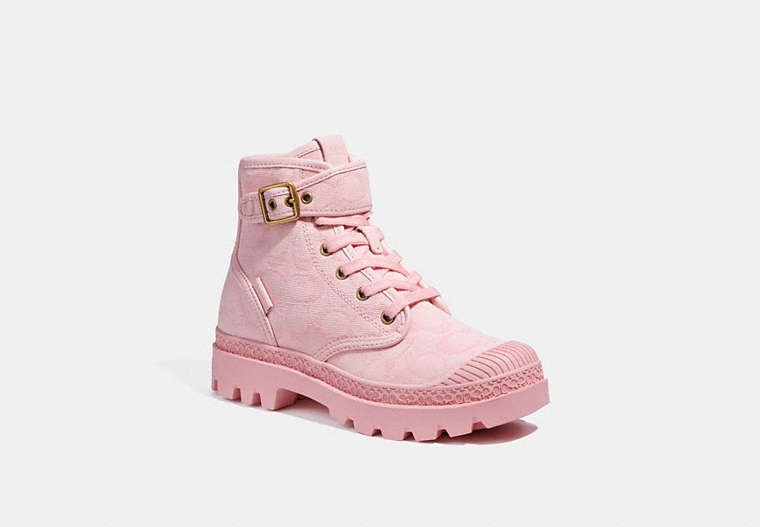 COACH®,TROOPER MID TOP BOOT,Signature Coated Canvas,Crystal Rose,Front View