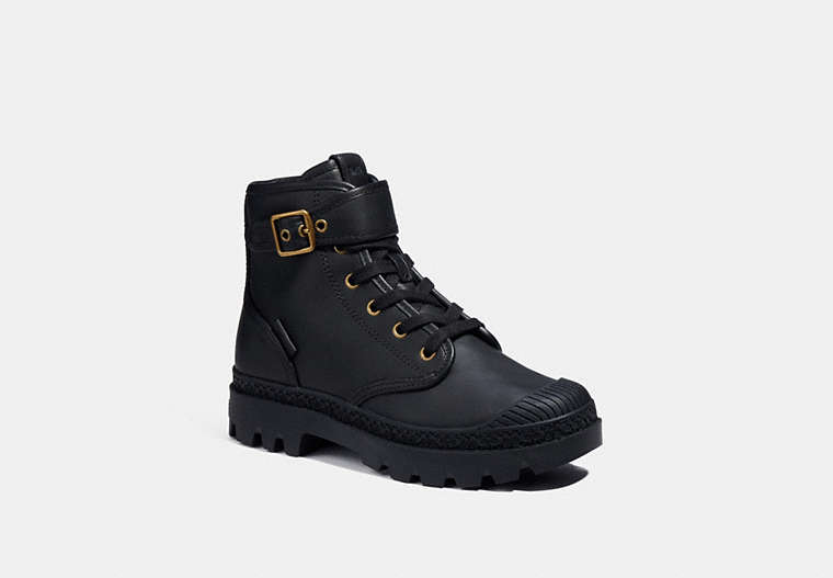 COACH®,TROOPER MID TOP BOOT,Leather,Black,Front View
