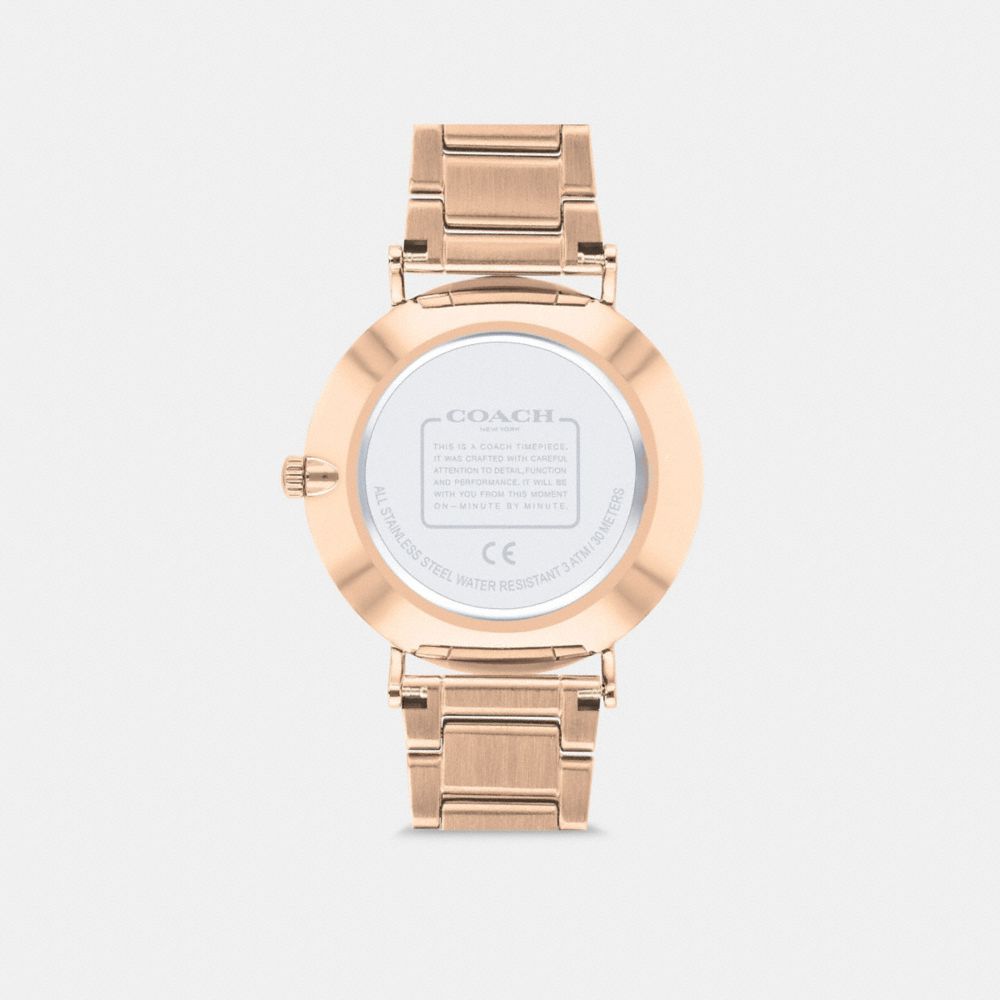 COACH®,PERRY WATCH, 36MM,Rose Gold,Back View