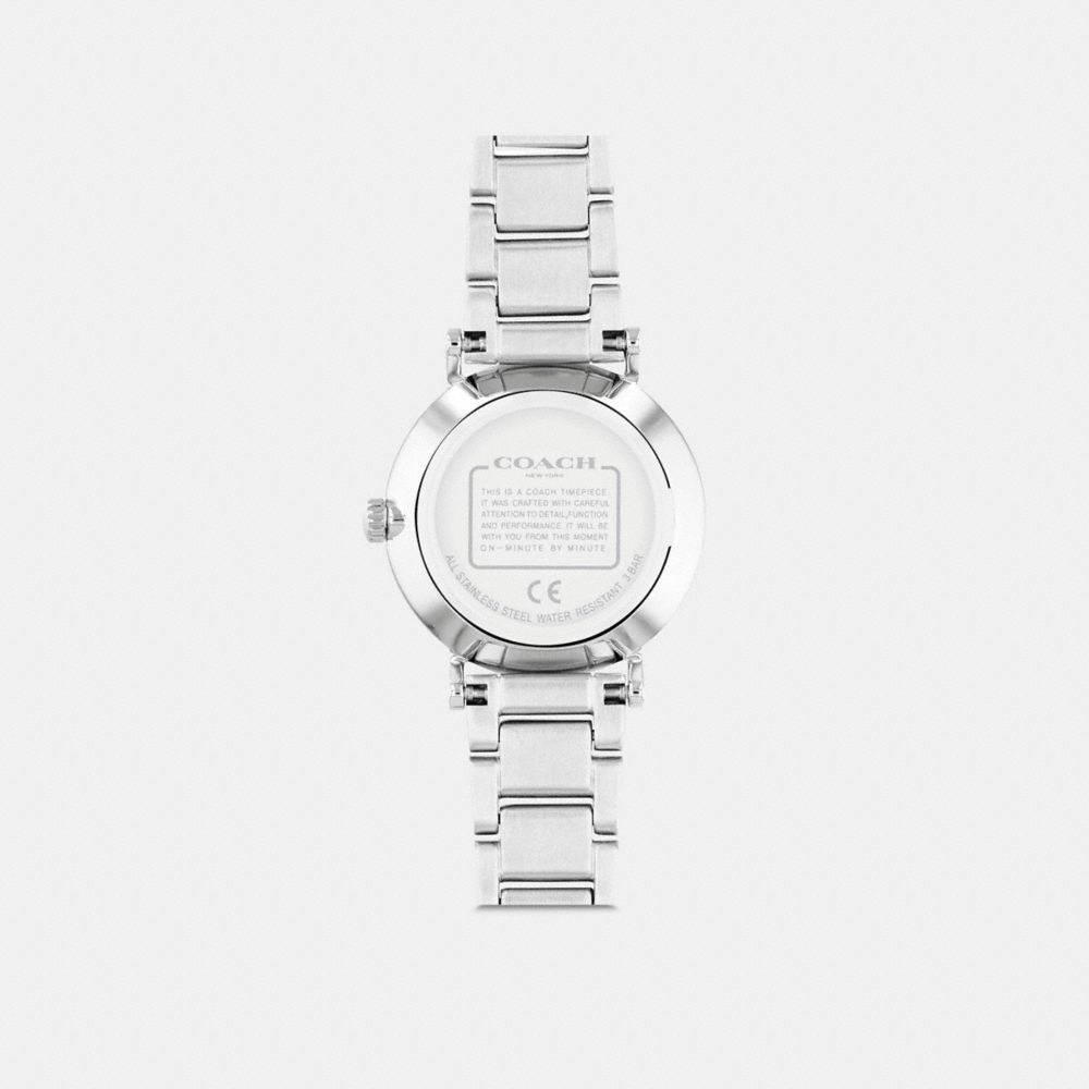 COACH®,PERRY WATCH, 28MM,Stainless Steel,Stainless Steel,Back View