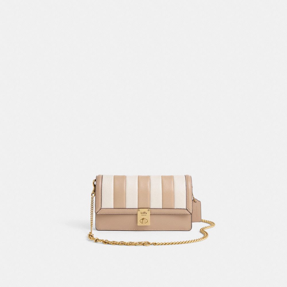 Coach Restored Hutton Clutch With Colorblock Quilting In Brass/chalk Multi