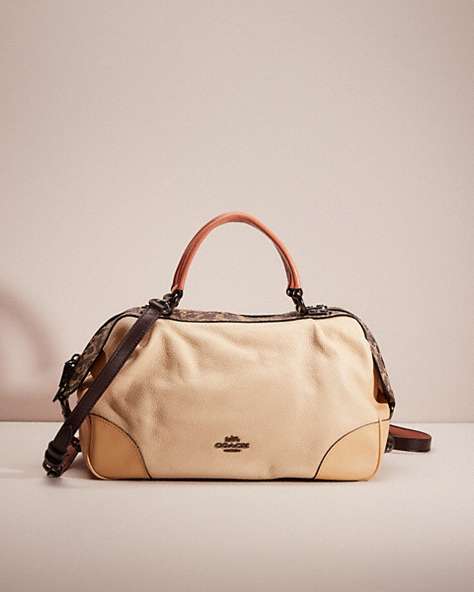 COACH®,RESTORED LANE SATCHEL IN COLORBLOCK WITH SNAKESKIN DETAIL,Medium,Ivory Multi/Pewter,Front View