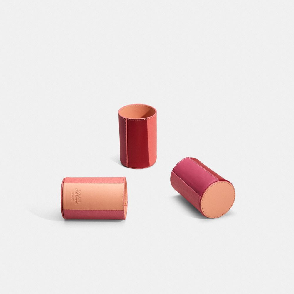 COACH®,Remade Colorblock Pencil Cup,Leather,Pencil Cup,Stitching,Color Block,,Group View