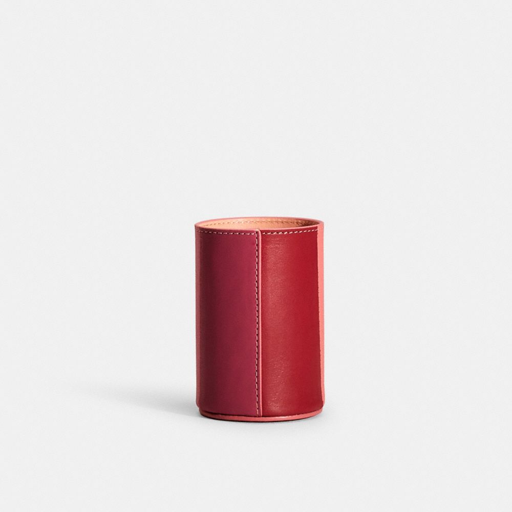 COACH®,Remade Colorblock Pencil Cup,Leather,Pencil Cup,Stitching,Color Block,,Back View