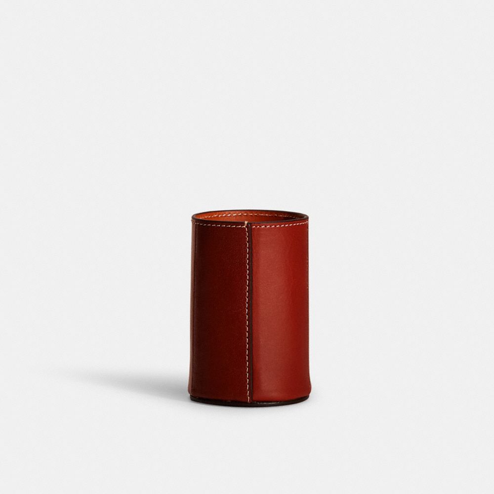 COACH®,Remade Colorblock Pencil Cup,Leather,Pencil Cup,Stitching,Color Block,,Back View