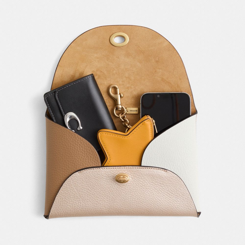 COACH®,Remade Colorblock Large Pouch,Coin,Embossed,Logo,Color Block,Casual,Multi Color,Inside View,Top View