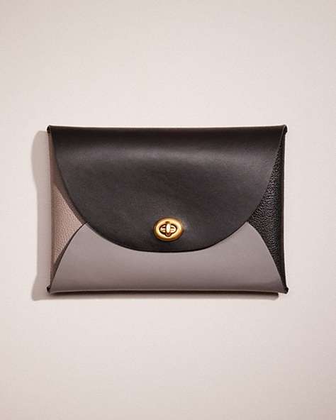 COACH®,REMADE COLORBLOCK LARGE POUCH,Leather,Mini,Pride,Black/Grey Multi,Front View