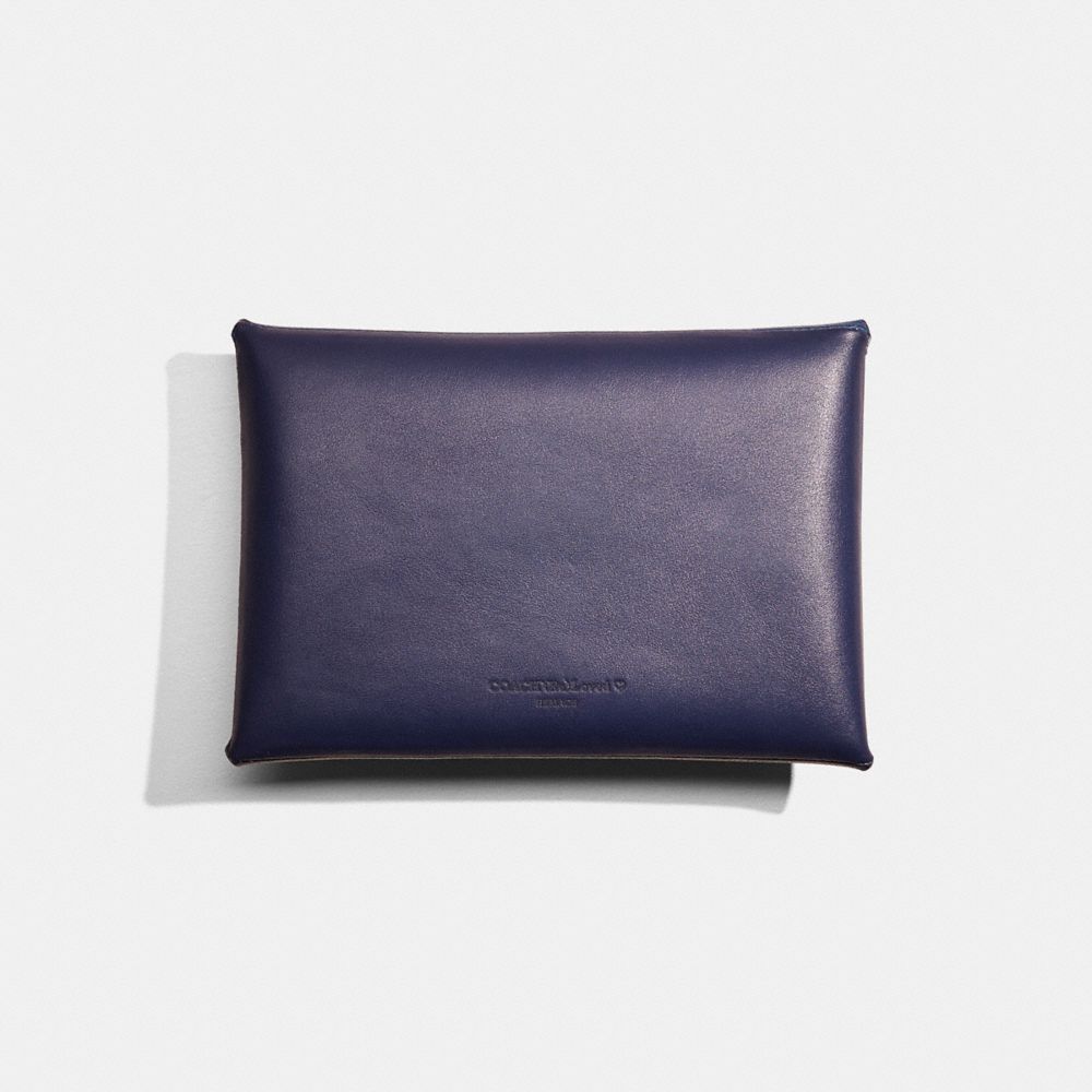 COACH®,Remade Colorblock Large Pouch,Coin,Color Block,Logo,Embossed,Casual,Navy,Back View