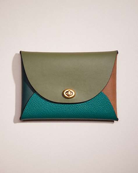 COACH®,REMADE COLORBLOCK LARGE POUCH,Leather,Mini,Pride,Green Multi,Front View