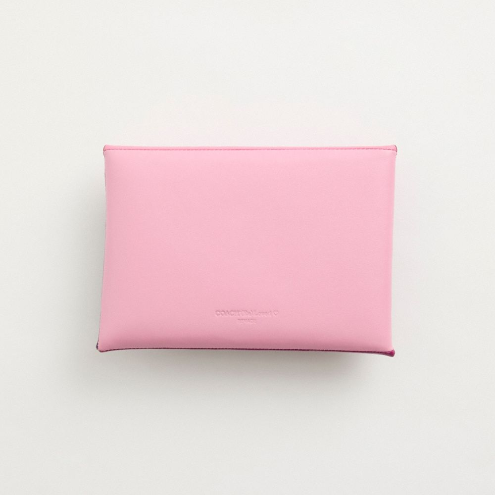 COACH®,Remade Colorblock Large Pouch,Coin,Color Block,Embossed,Logo,Casual,Fuchsia,Back View