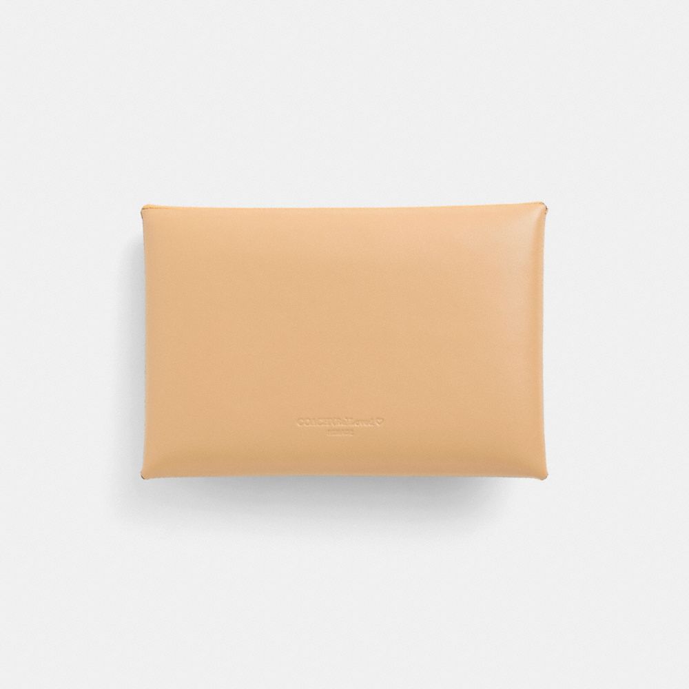 COACH®,Remade Colorblock Large Pouch,Coin,Color Block,Embossed,Logo,Casual,Beige,Back View