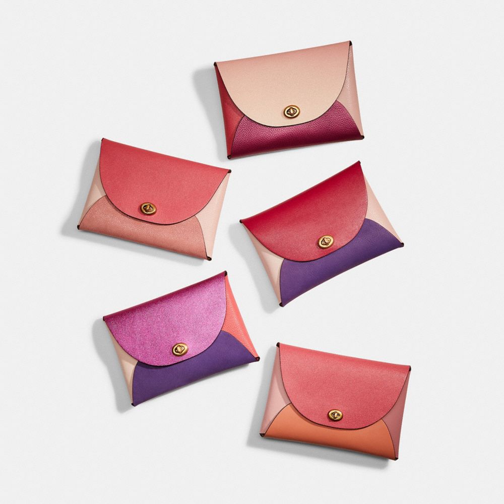COACH®,Remade Colorblock Large Pouch,Coin,Color Block,Logo,Embossed,Casual,Multi Color,Group View