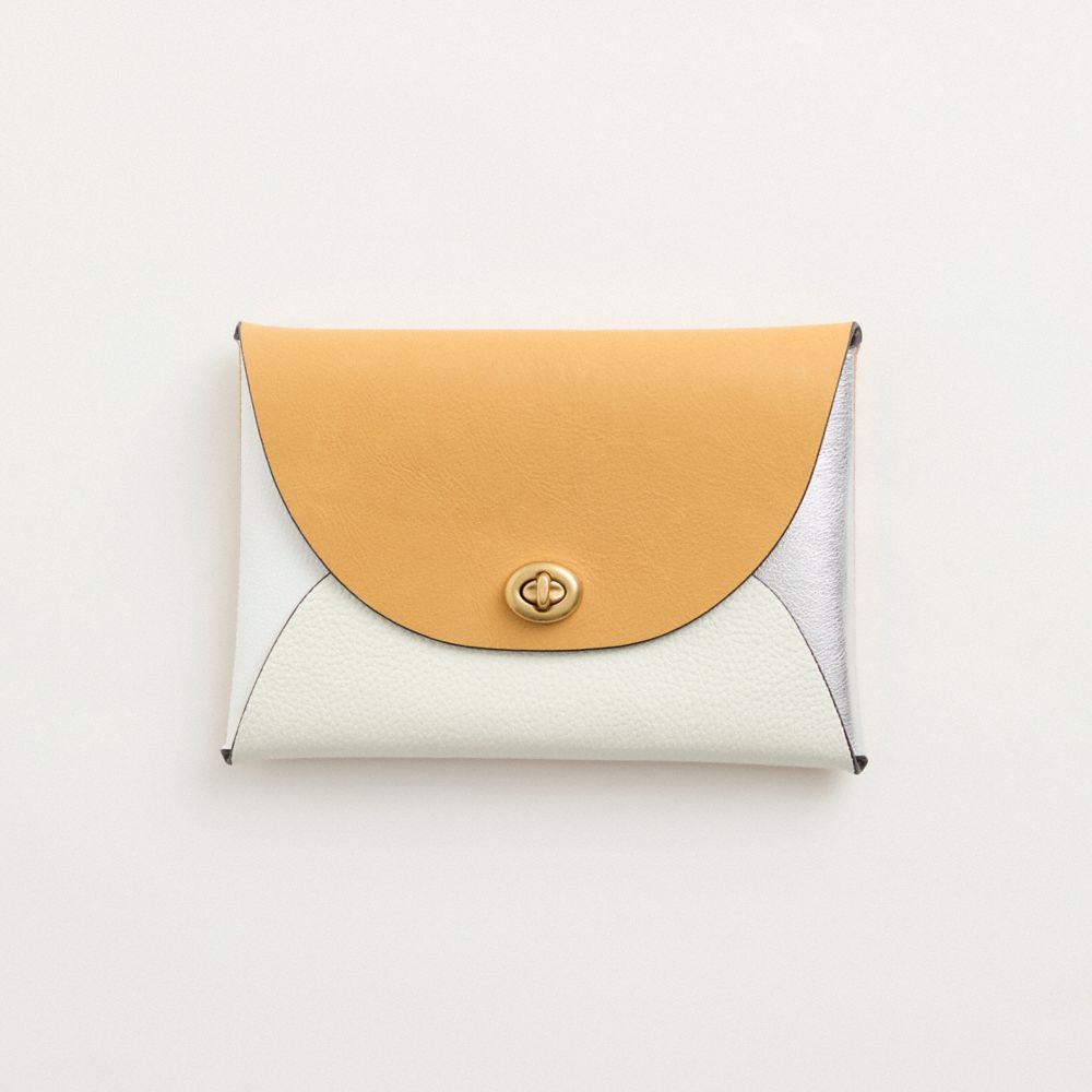 COACH®,Remade Colorblock Large Pouch,Coin,Logo,Embossed,Color Block,Casual,,Front View