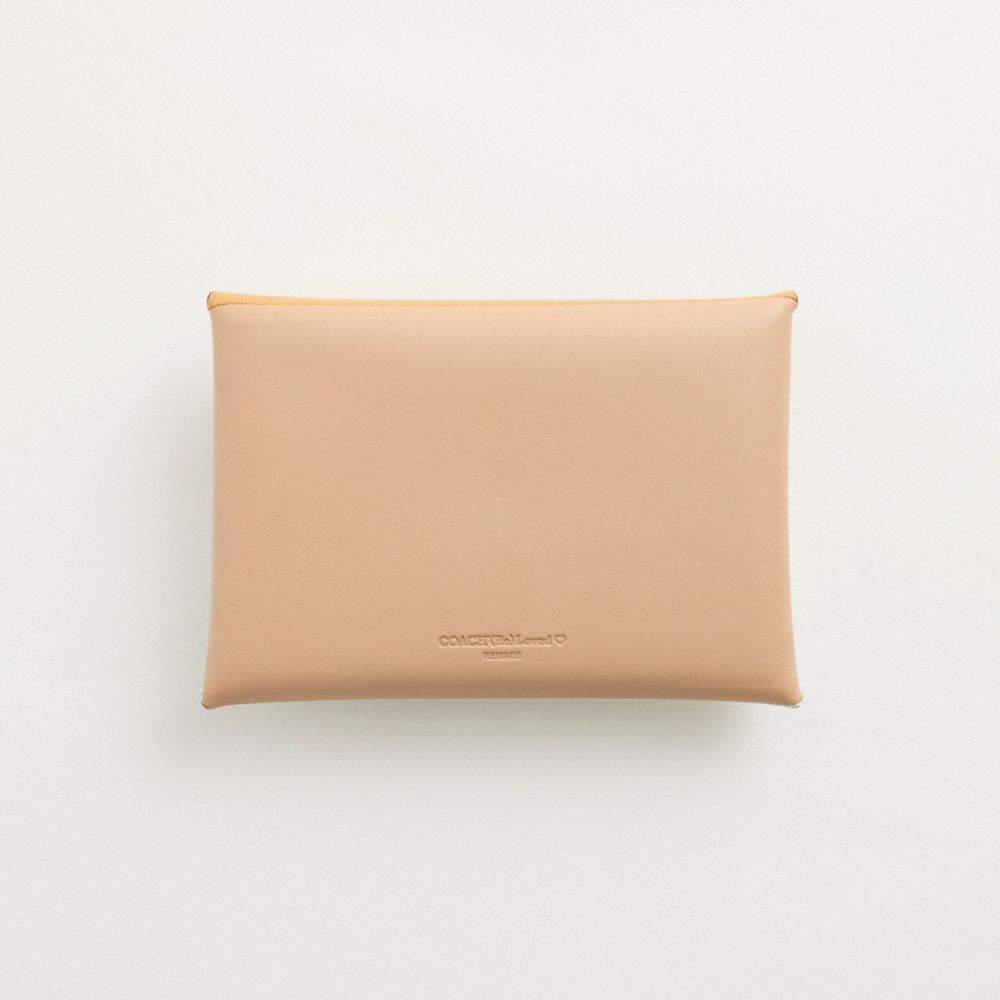 COACH®,Remade Colorblock Large Pouch,Coin,Color Block,Embossed,Logo,Casual,White,Back View