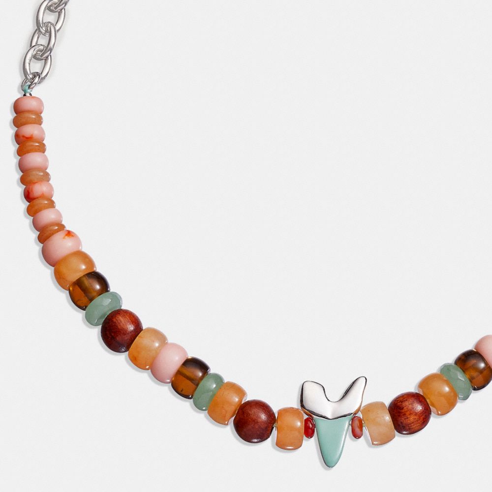 COACH®,シャーク トゥース ビーズ チョーカー ネックレス,ﾌﾞﾗｳﾝ ﾏﾙﾁ