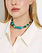 COACH®,DICE BEADED CHOKER NECKLACE,Plated Brass,Turquoise Multi,Detail View