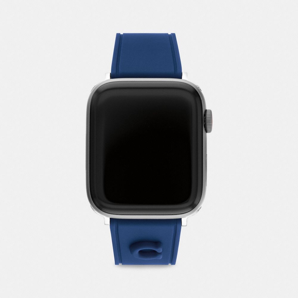 COACH®,BRACELET APPLE WATCH®, 42 MM ET 44 MM,Caoutchouc,Bleu marine,Front View