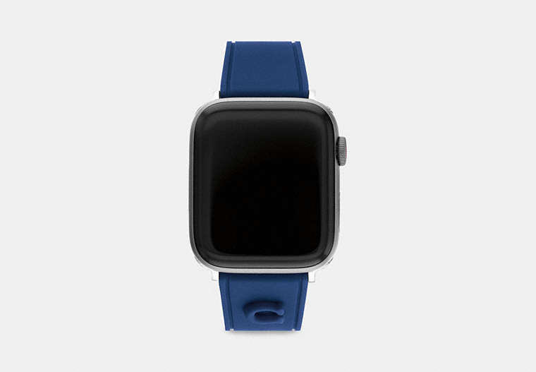 COACH®,APPLE WATCH® STRAP, 42MM AND 44MM,Rubber,Navy,Front View