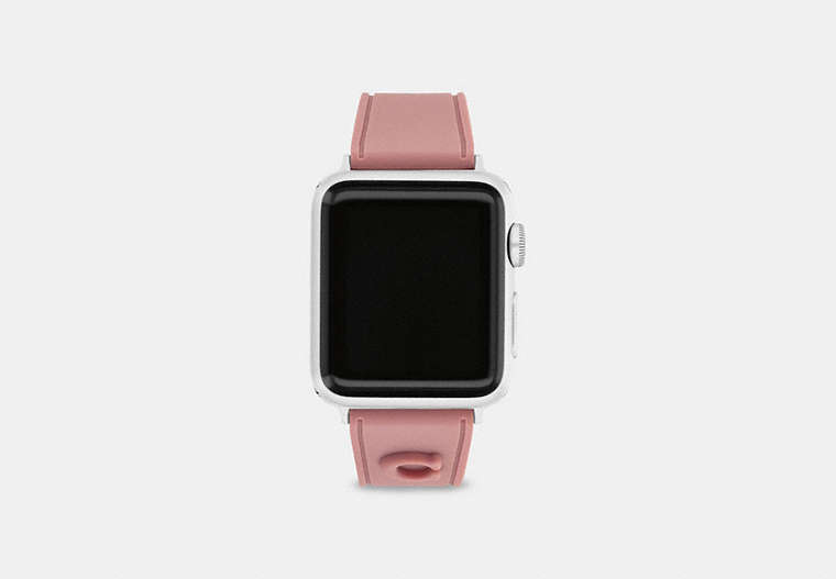 COACH®,APPLE WATCH® STRAP, 38MM AND 40MM,silicone,Pink,Front View