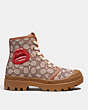 COACH®,COACH X TOM WESSELMANN TROOPER MID TOP BOOT IN SIGNATURE JACQUARD,Signature Jacquard,Burnished Amber/Coca,Angle View