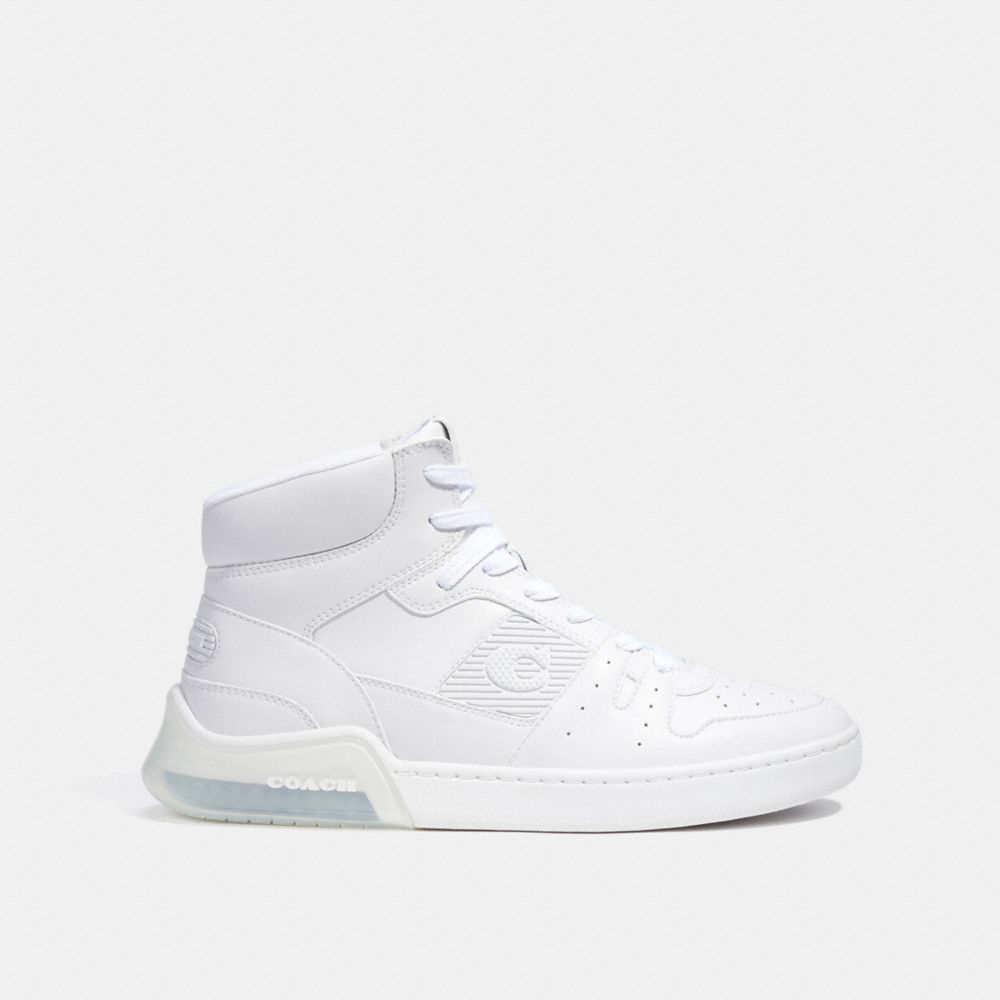 COACH®,CITYSOLE HIGH TOP SNEAKER,Leather,Optic White,Angle View
