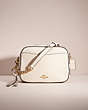 COACH®,RESTORED CAMERA BAG,Pebble Leather,Medium,Gold/Chalk,Front View