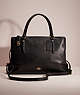 COACH®,RESTORED BROOKLYN CARRYALL 34,Pebble Leather,Light Gold/Black,Front View