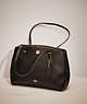 COACH®,RESTORED TURNLOCK CARRYALL,Pebble Leather,Large,Light Gold/Black,Front View