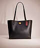 COACH®,RESTORED WILLOW TOTE,Polished Pebble Leather,Large,Brass/Black,Front View