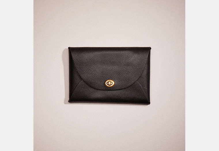 COACH®,REMADE LARGE POUCH,Leather,Mini,Black,Front View