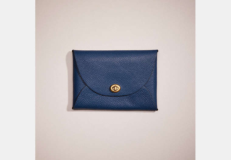 COACH®,REMADE LARGE POUCH,Leather,Mini,Blue,Front View