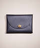 COACH®,REMADE LARGE POUCH,Leather,Mini,Blue Metallic,Front View